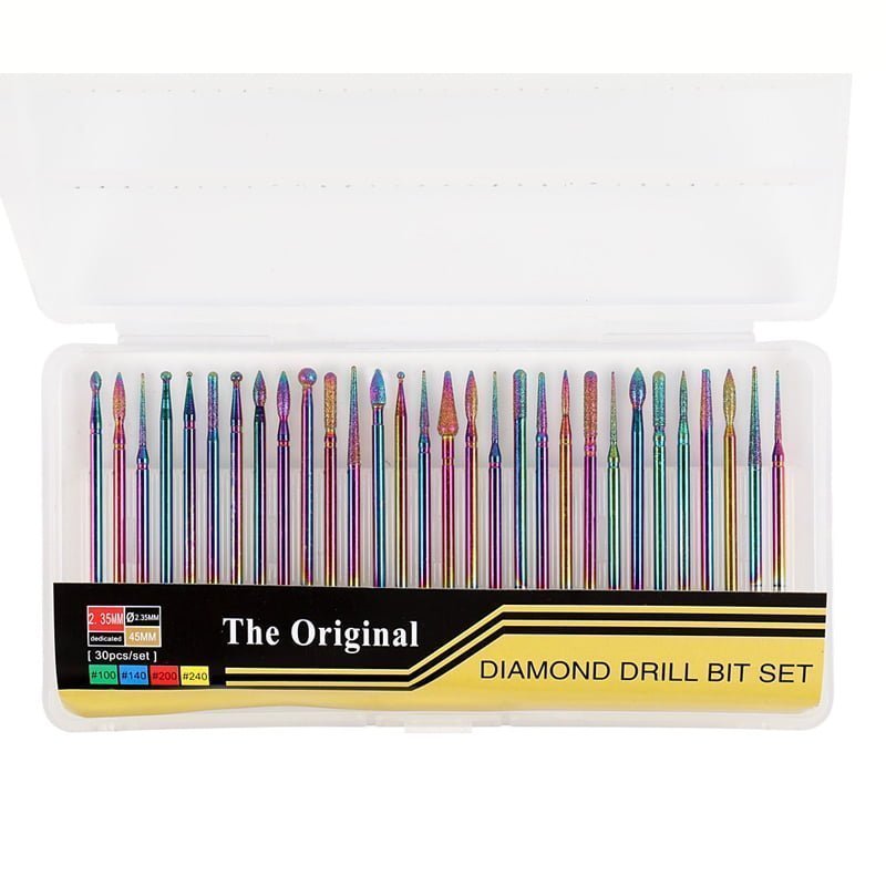 Hd5462fb0cdd84937a5c388ee65e4c61 Σετ Φρεζάκια για τροχό νυχιών μανικιούρ πολύχρωμα 30τεμ.- Diamond drill bit set - Image 1