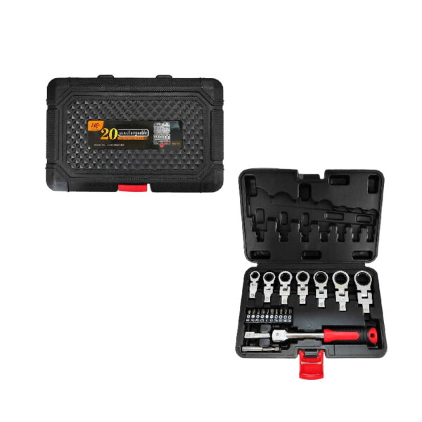 Σετ καστάνια με καρυδάκια 20τμχ με εύρος κίνησης 180° - Flex offset box wrench set changeable ratchet wrench