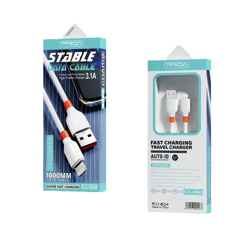 017137 Treqa Kαλώδιο δεδομένων 1m USB Lightning 3.1A CA-8862 - Stable Fast Charging Travel Data Cable - Image 1