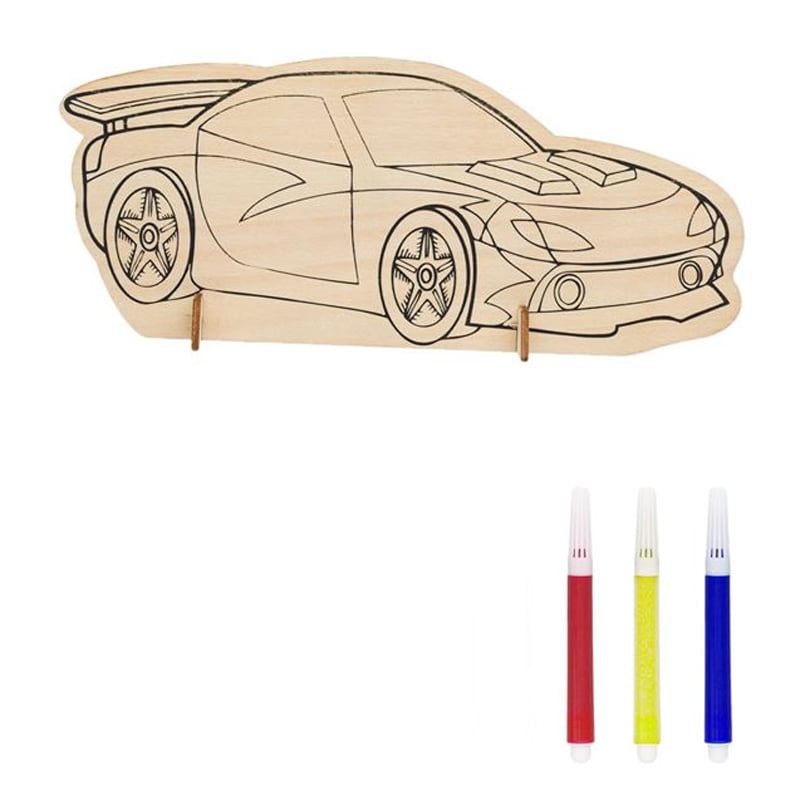067102 Ξύλινο σετ ζωγραφικής για παιδιά αυτοκίνητο - Wooden painting set for children - Image 1