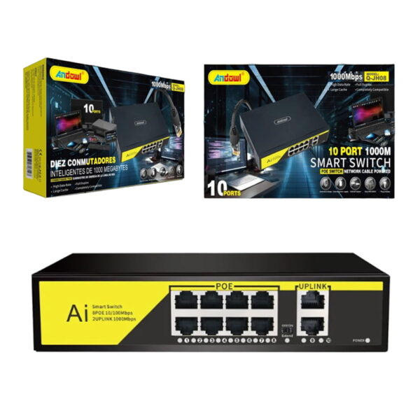 Andowl Q-JH08 Διακόπτης PoE δικτύου 10 θύρες 1000Μ - 10 Port smart switch POE network cable powered