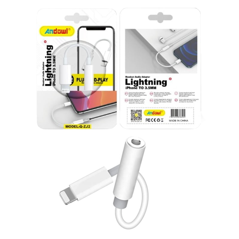 075520 Andowl Q-ZJ2 Μετατροπέας Αντάπτορας 3.5mm σε Lightning - Lightning to 3.5mm Audio Jack Cable - Image 1