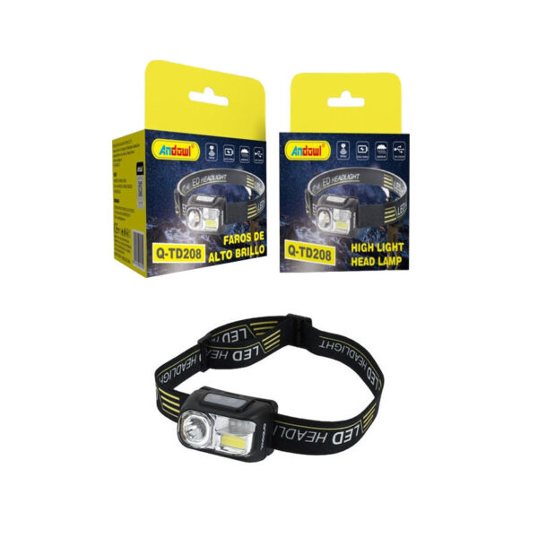 Andowl Επαναφορτιζόμενος Φακός Κεφαλής LED Αδιάβροχος με Μέγιστη Φωτεινότητα 400lm Q-TD208 - High Light Head Lamp