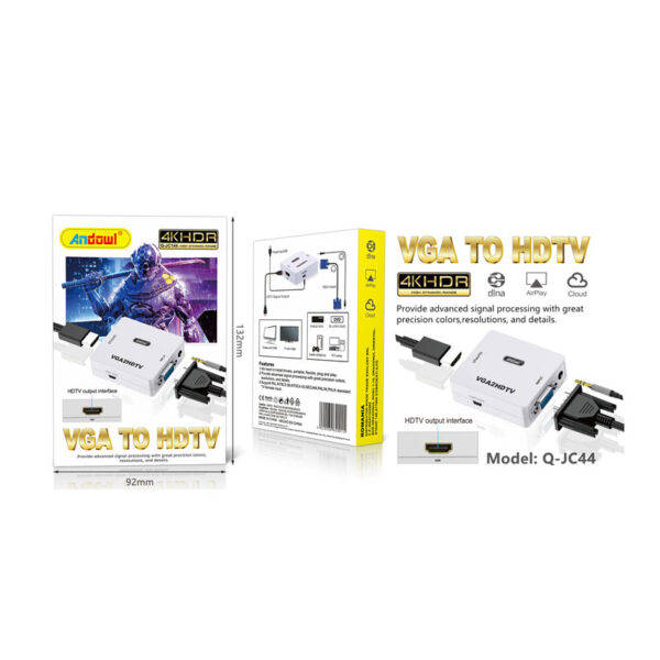 Andowl Αντάπτορας 3.5mm / VGA female - HDMI female Q-JC144 - VGA to HDTV