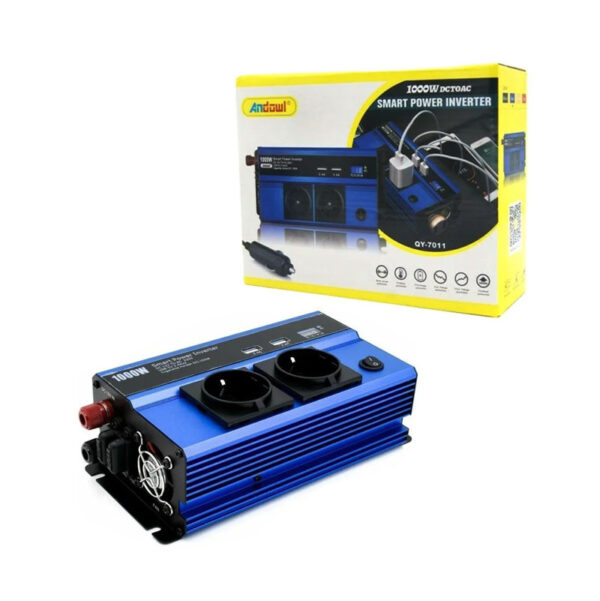 ANDOWL QY-7011 Μετατροπέας Ισχύος Αυτοκινήτου 1000W 12V 220V με 2xUSB - Smart power inverter
