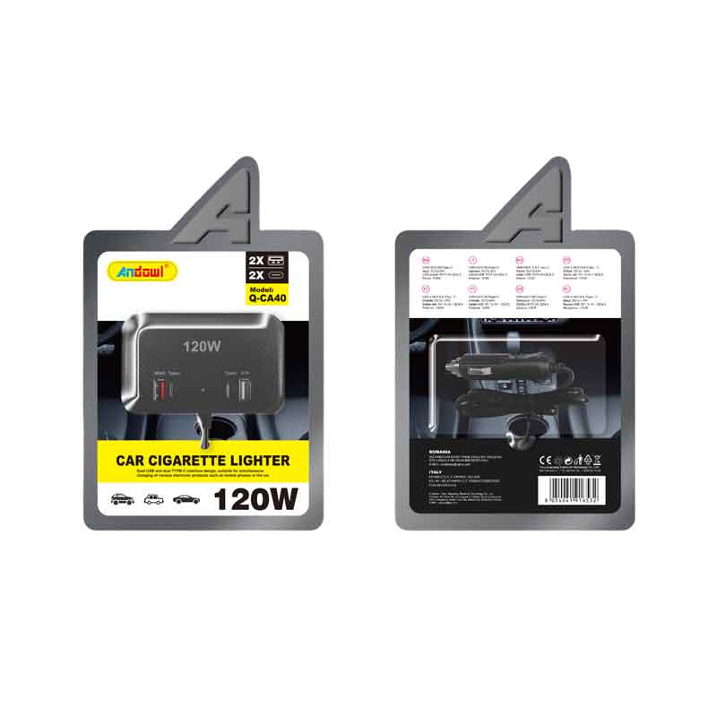 075811 Andowl Αναπτήρας και φορτιστής αυτοκινήτου 4 θυρών 120W Q-CA40 - Car charger - Image 1