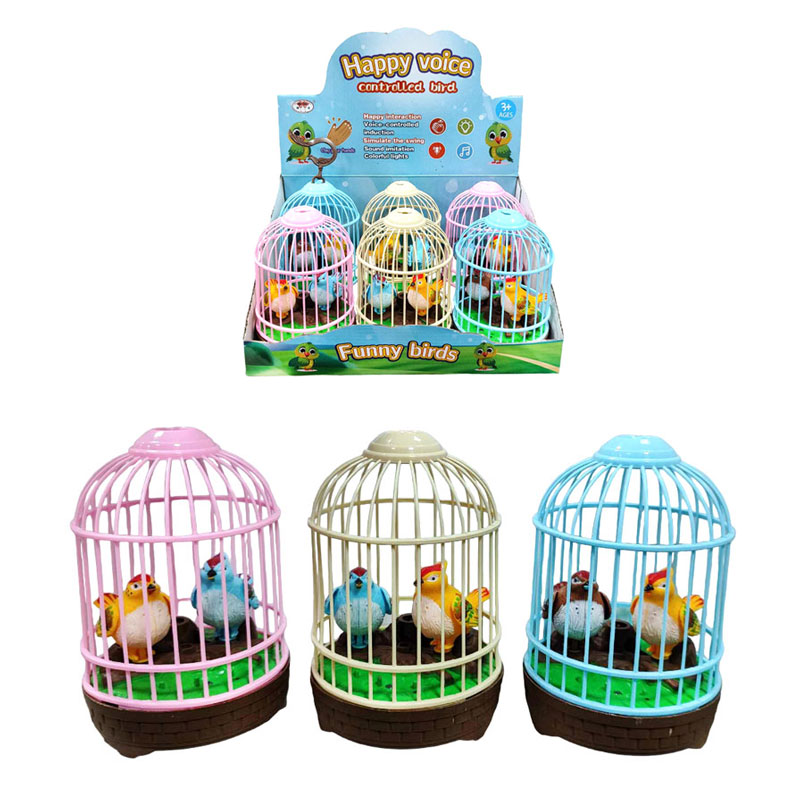 094016-2 Πουλάκια Με Κλουβί Με Ήχο 1τμχ - Birds With A Cage With Sound 1pcs - Image 1
