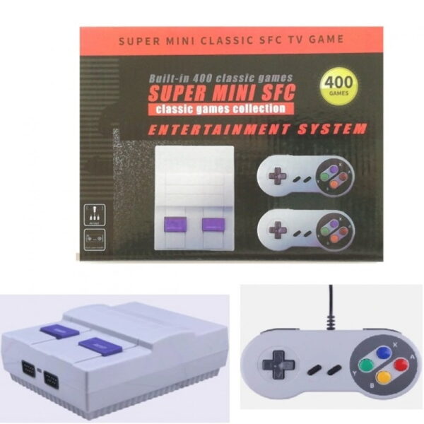 Ηλεκτρονική Παιδική Ρετρό Κονσόλα με 400 Παιχνίδια & 2 Χειριστήρια - Super Mini SFC 400 Games
