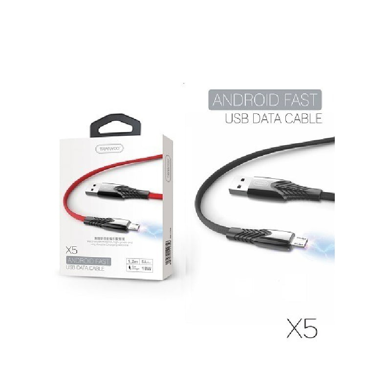 20891 Tranyoo Καλώδιο Γρήγορης Φόρτισης Android 18W 1m 5S X5-V - Android Fast Charger Cable - Image 1
