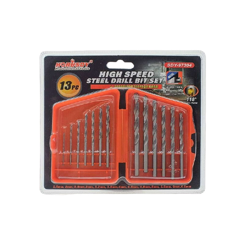 210036 Horusdy Κασετίνα 13 Τεμάχια Τρυπάνια Ατσάλι SDY-97304 - High Speed Steel Drill Bit Set - Image 1