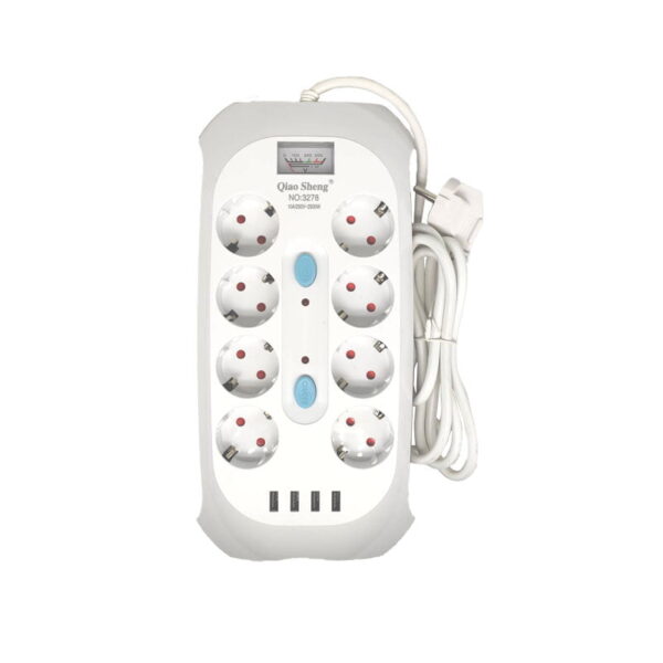 Qiao Sheng  Πολύμπριζο 8 Θέσεων 10Α/250V-2500W 2m NO:3278 - Smart power 8 power socket