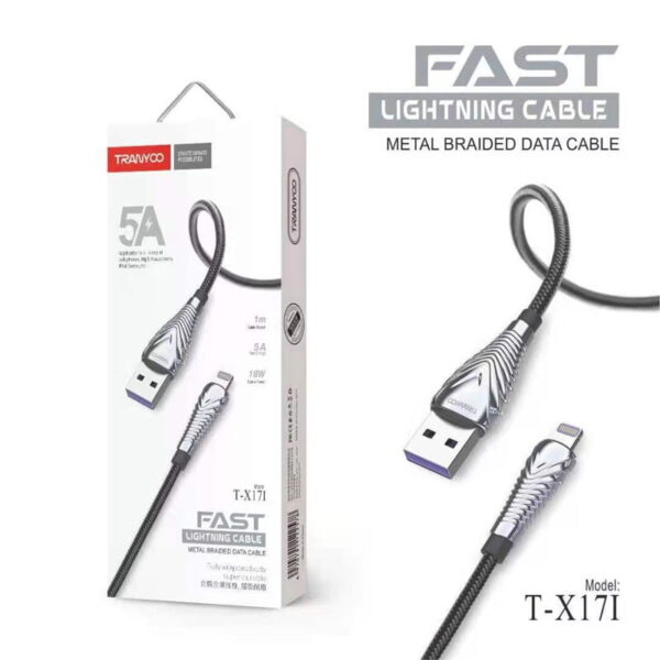 Tranyoo Καλώδιο Γρήγορης Φόρτισης Lightning IOS 1m 5A 18W T-X171 - Lightning IOS Fast Data Cable