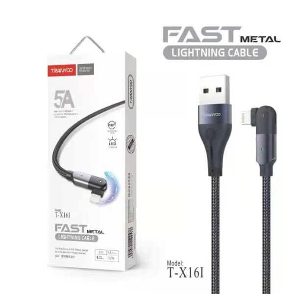 Tranyoo Καλώδιο Δεδομένων Γρήγορης Φόρτισης Micro 18W 5A 1m T-X16V - Fast metal micro data cable