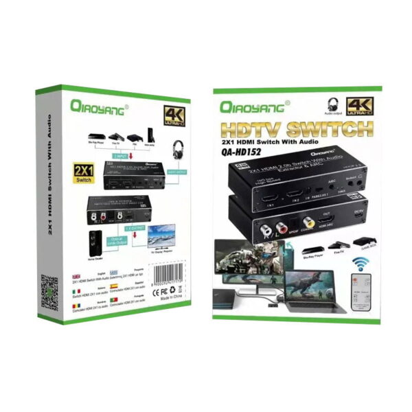 Qiaoyang HDTV switch Διακόπτης 2x1 HDMI με ήχο QA-HD152