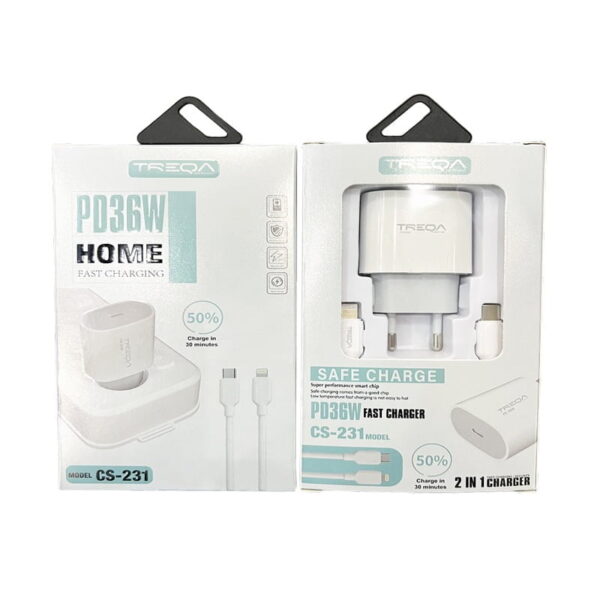 Treqa 2 σε 1 Φορτιστής Κινητού και καλώδιο δεδομένων για Lightning-IOS και Type-C PD36W CS-231 - Data cables