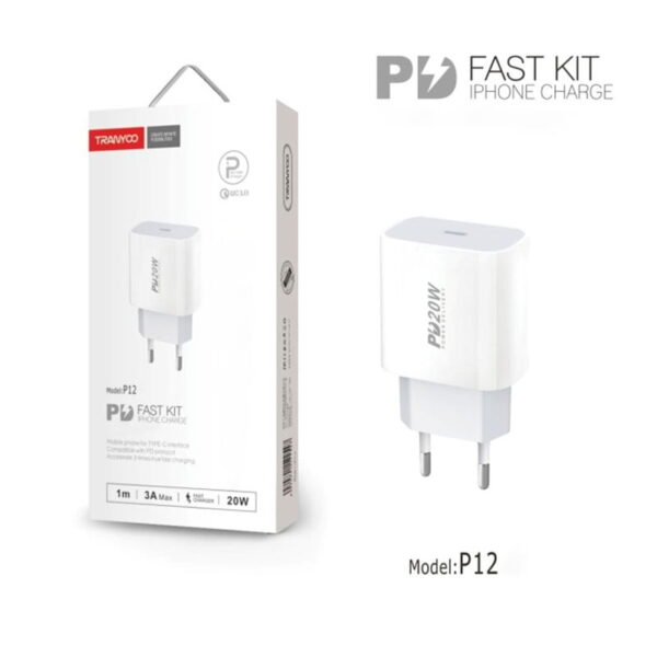 Tranyoo φορτιστής type-C σε lighting 20W 3A 1m P12-l - Fast charger