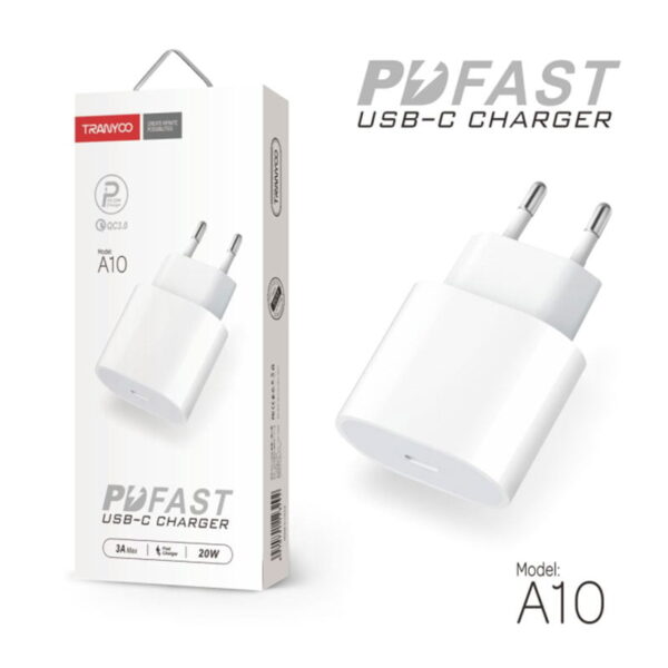 Tranyoo αντάπτορας φορτιστής χωρίς καλώδιο USB-C 20W 3A A10 - Fast charger