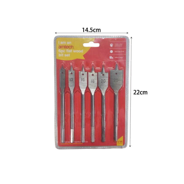 Σετ Τρυπάνια Φτερού Ξύλου 10-25 mm 6 τμχ - Flat wood bit set