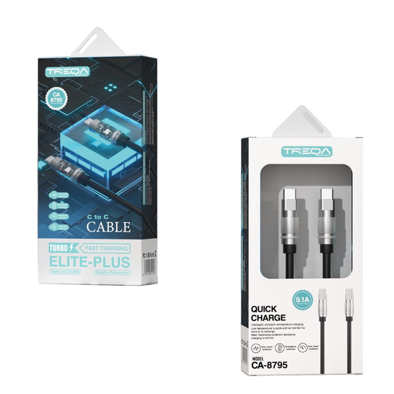 Z698359 Treqa CA-8795 καλώδιο δεδομένων 1m Type-C σε Type-C - Elite Plus Cable Type-C to Type-C - Image 1
