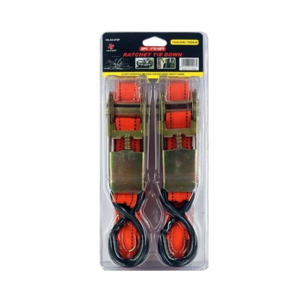 Zhexin Ιμάντας φορτίων 2τεμ 1" x 15FT - Λουριά για στερέωση φορτίου HS-A5-07SP -  Ratchet tie