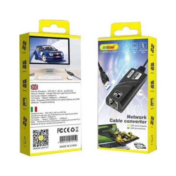 ANDOWL USB Αντάπτορας Δικτύου για Ενσύρματη σύνδεση Gigabit Ethernet - Network cable converter