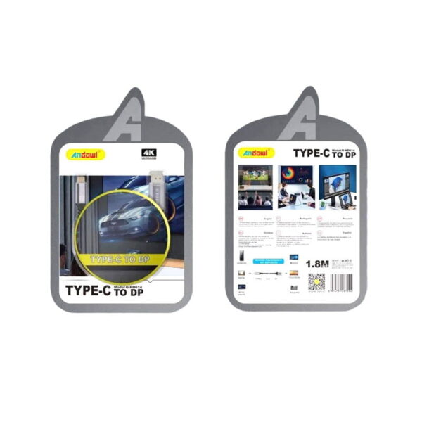 Andowl Καλώδιο Type-C σε DP 2M 4K Ultra HD- Type-C to DP Q-HD614