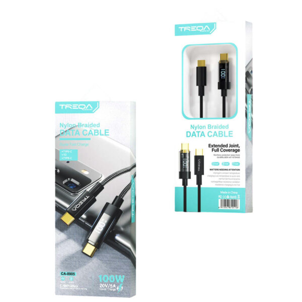 Treqa Kαλώδιο δεδομένων Type-C σε Type-C 20V/5A 100W CA-8905 - Fast Charging Data Cable