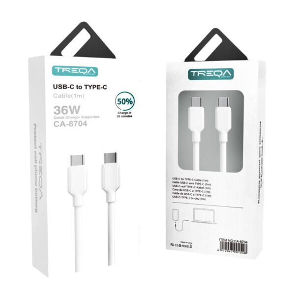 Treqa Kαλώδιο δεδομένων Type-C σε Type-C 36W 1m CA-8705 - Fast Charging Data Cable