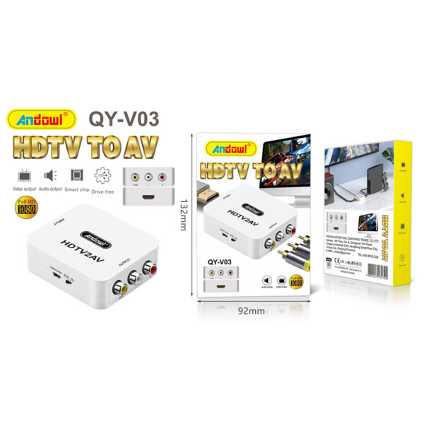 Andowl Μετατροπέας HDTV female σε AV QY-V03 - HDTV to AV Converter
