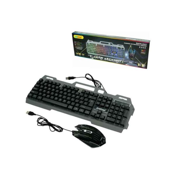 Andowl Σετ Gaming Πληκτρολόγιο με RGB φωτισμό & Ποντίκι (Αγγλικό US) Q-808  – Gaming Keyboard & Mouse