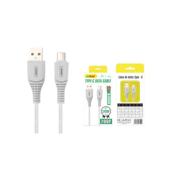 Andowl Καλώδιο δεδομένων USB σε Type-c 120W 2M Q-SJ550 - Data Fast Cable