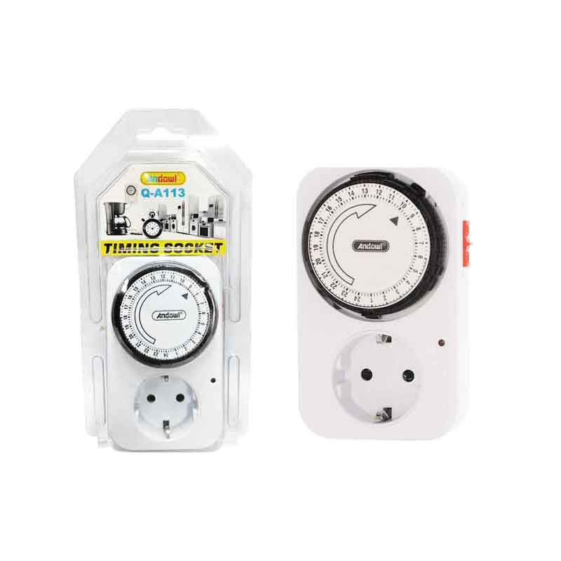 075914-4 Andowl Μηχανικός Χρονοδιακόπτης Πρίζας Ημερήσιος Q-A113 - Timing Socket - Image 1