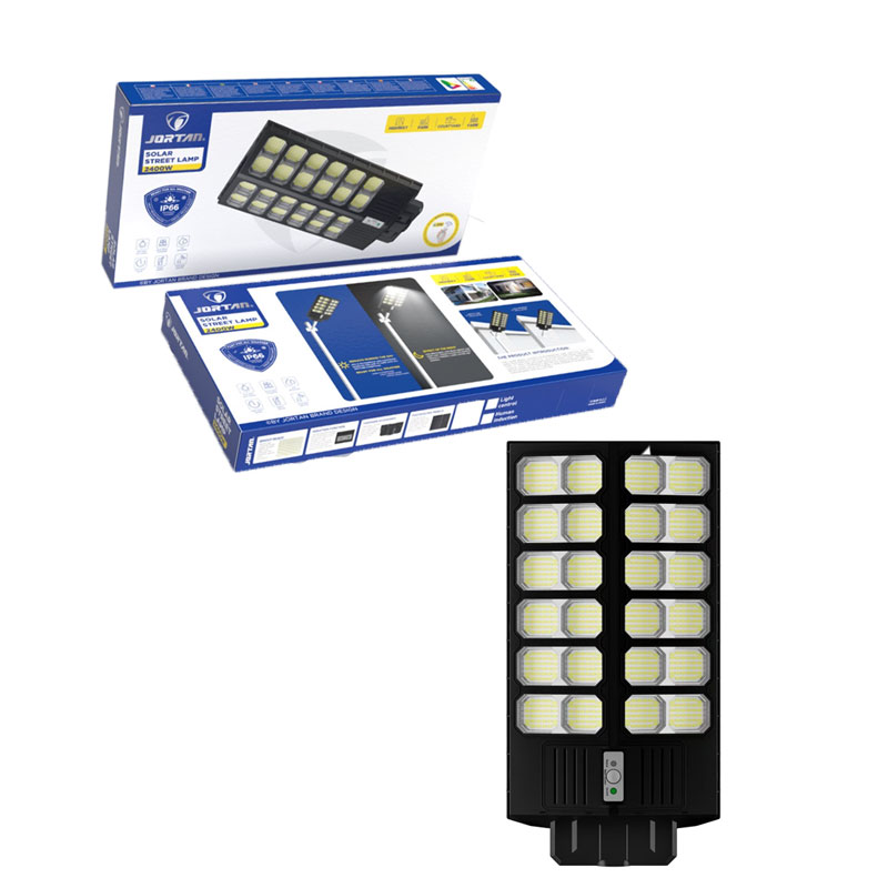 0274011 Jortan Led Αδιάβροχο Ηλιακό Φωτιστικό Δρόμου 2400W με Ανιχνευτή Κίνησης Και Τηλεχειριστήριο IP66 - Solar Street Lamp - Image 1