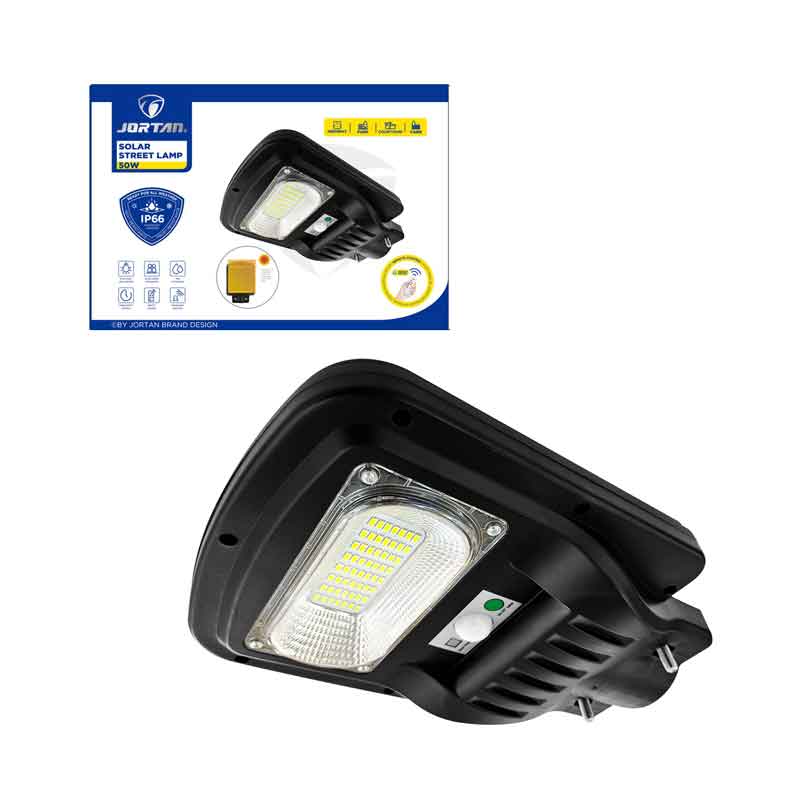 0274012-1 Jortan Led Αδιάβροχο Ηλιακό Φωτιστικό Δρόμου 50W με Ανιχνευτή Κίνησης Και Τηλεχειριστήριο IP66 - Solar Street Lamp - Image 1