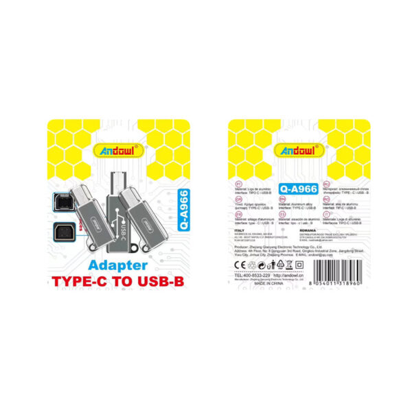 Andowl Προσαρμογέας Type-C σε USB-B Q-A966 - Adapter