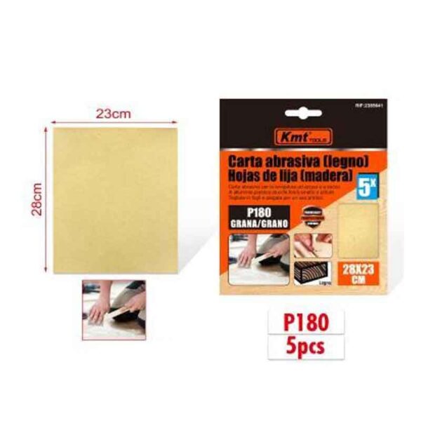 KMT Γυαλόχαρτο Ξύλου P180 5τμχ 28x23cm - Abrasive paper