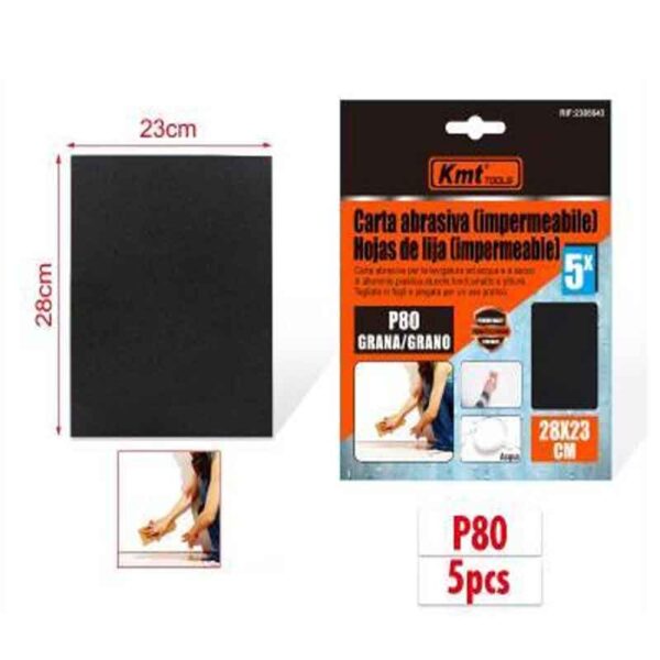 KMT Γυαλόχαρτο Αδιάβροχο P80 5τμχ 28x23cm - Abrasive paper