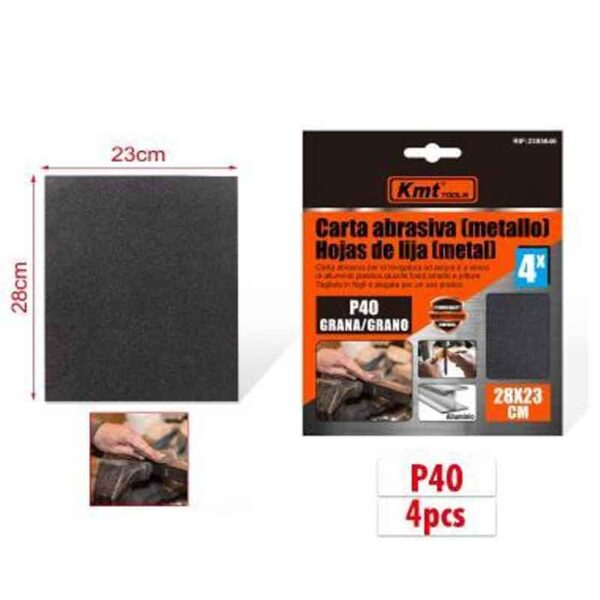 KMT Γυαλόχαρτο Μετάλλου P40 4τμχ 28x23cm - Abrasive paper