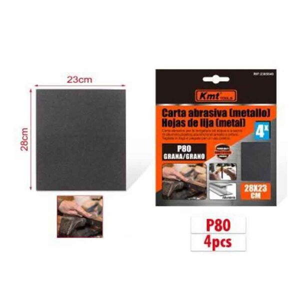 KMT Γυαλόχαρτο Μετάλλου P80 4τμχ 28x23cm - Abrasive paper