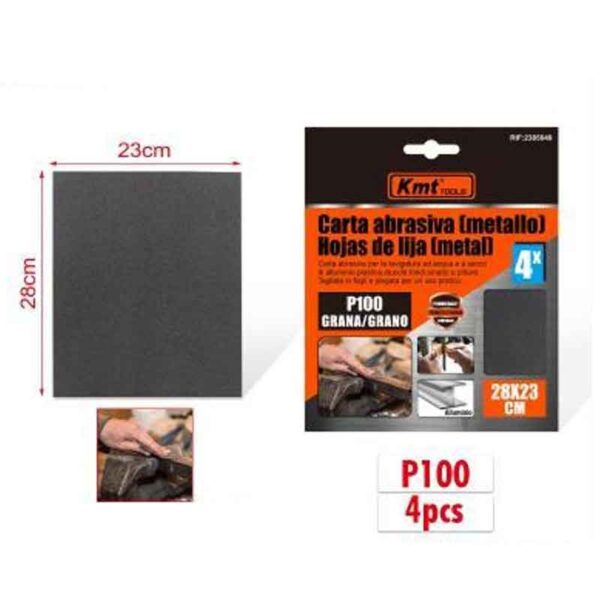 KMT Γυαλόχαρτο Μετάλλου P100 4τμχ 28x23cm - Abrasive paper