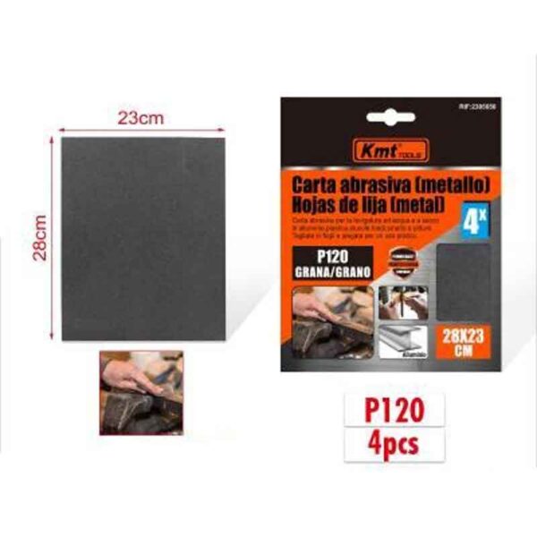 KMT Γυαλόχαρτο Μετάλλου P120 4τμχ 28x23cm - Abrasive paper