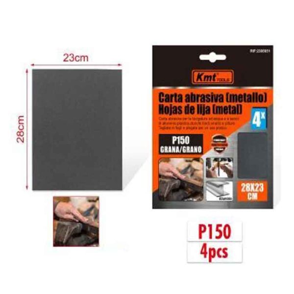 KMT Γυαλόχαρτο Μετάλλου P150 4τμχ 28x23cm - Abrasive paper