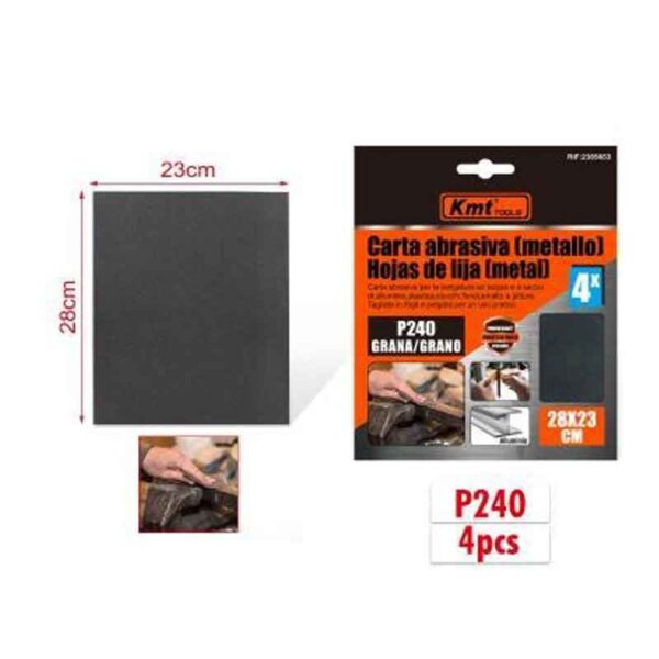 KMT Γυαλόχαρτο Μετάλλου P240 4τμχ 28x23cm - Abrasive paper