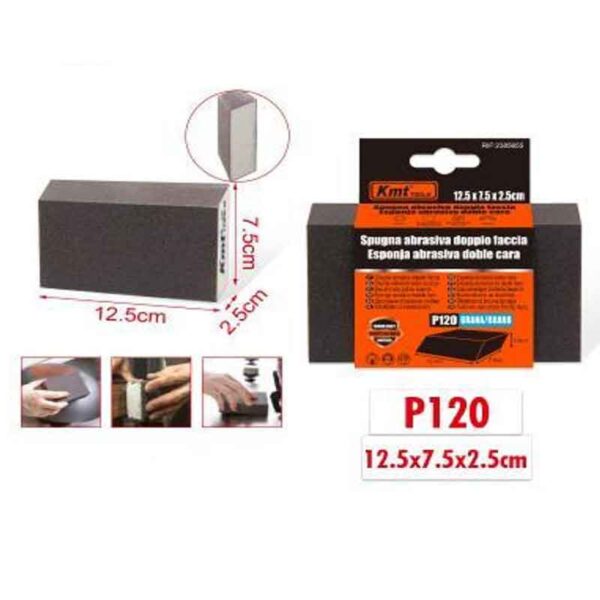 KMT Σφουγγάρι λείανσης P120 12.5x7.5x2.5cm- Double-sided abrasive sponge