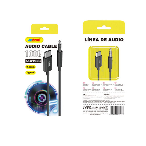 Andowl Μετατροπέας 3.5mm male σε USB-C male Q-A192B - Audio Cable