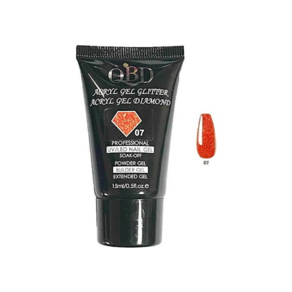QBD Ακρυλικό τζελ χτισίματος νυχιών #07 - Diamond Acrylic gel glitter UV/LED Nail gel