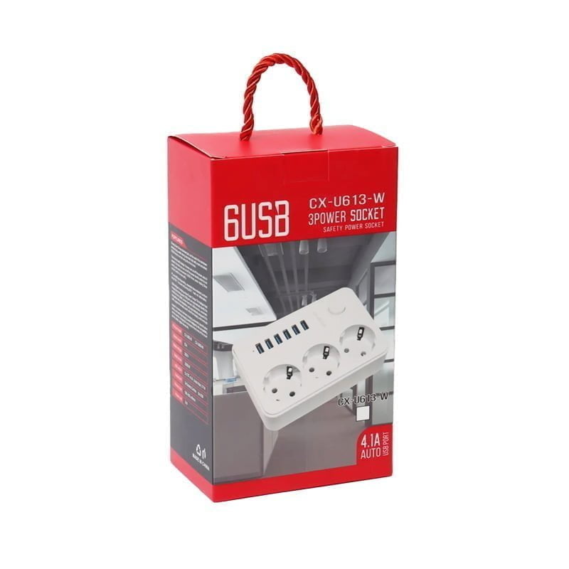 640004-1 Πολύμπριζο 3 θέσεων και 6 θύρες USB 4.1Α CX-U613 - 6USB 3 Power socket - Image 1