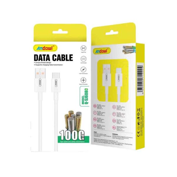 Andowl Καλώδιο δεδομένων USB σε Type-c 3A 1M Q-SJ608 - Data Cable