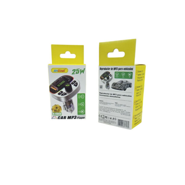 Andowl Πομπός αυτοκινήτου φορτιστής MP3 Player Q-C668 – Car MP3 Player Atmosphere lighting