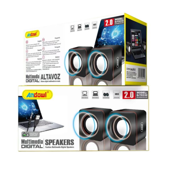 Andowl Ηχεία Υπολογιστή 2.0 Multimedia Q-YX332 - Mobile Desktop Multimedia Digital Speakers